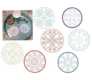 Stickserie ITH - Untersetzer Weihnachten Mandalas